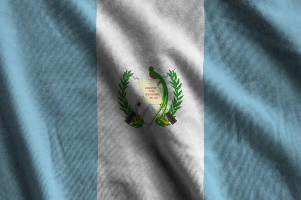 Guatemala Flagge Mit Großen Falten Die Aus Nächster Nähe Unter — Stockfoto