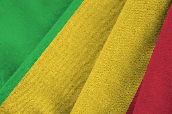 Mali Flagge Mit Großen Falten Die Aus Nächster Nähe Unter — Stockfoto
