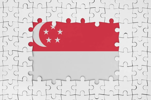 Singapore Flag Frame White Puzzle Pieces Missing Central Parts — Stock Photo, Image