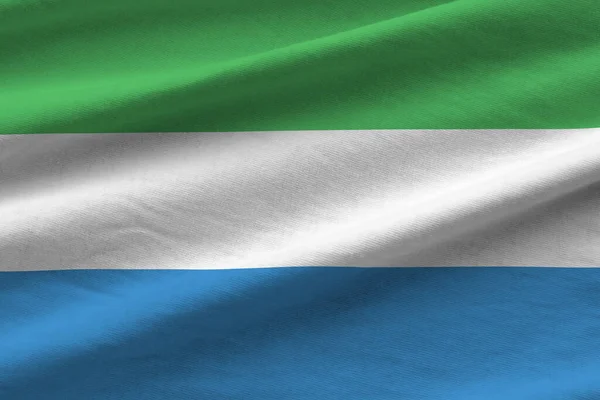 Drapeau Sierra Leone Avec Grands Plis Agitant Gros Plan Sous — Photo