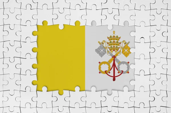 Città Del Vaticano Bandiera Stato Cornice Pezzi Puzzle Bianchi Con — Foto Stock