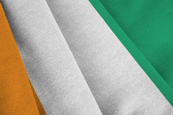 Flagge Der Elfenbeinküste Mit Großen Falten Die Großaufnahme Unter Dem — Stockfoto