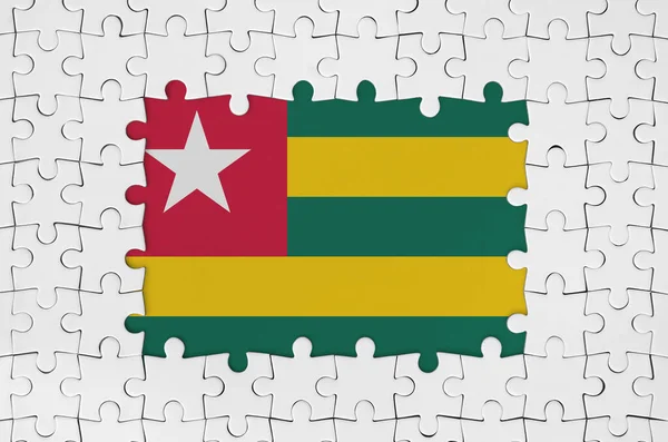 Togo Zászló Keretben Fehér Puzzle Darab Hiányzó Központi Alkatrészek — Stock Fotó