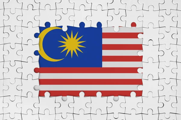 Bandeira Malásia Armação Peças Quebra Cabeça Branco Com Partes Centrais — Fotografia de Stock