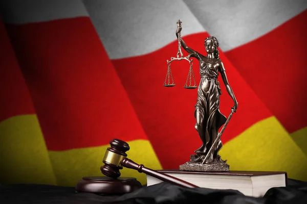 South Ossetia Flag Statue Lady Justice Constitution Judge Hammer Black — Stock Photo, Image
