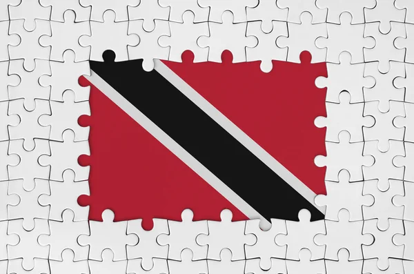 Trinidad Tobago Vlag Het Kader Van Witte Puzzelstukjes Met Ontbrekende — Stockfoto