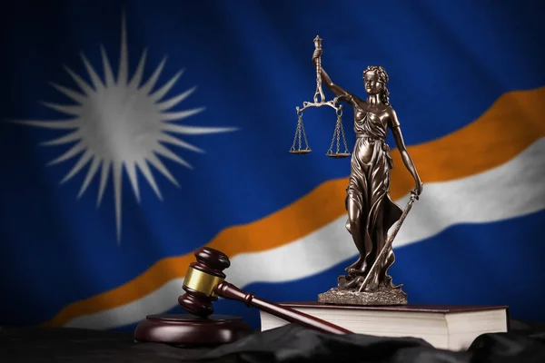 Marshall Islands Flag Statue Lady Justice Constitution Judge Hammer Black — Stock Photo, Image
