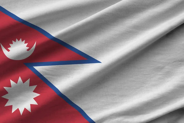 Nepal Flag Big Folds Waving Close Studio Light Indoors Official — Stock Photo, Image