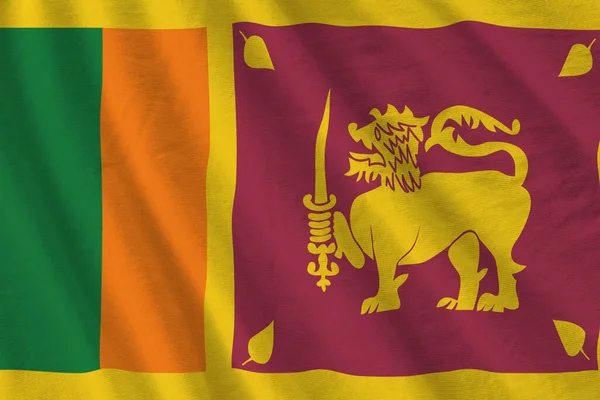 Sri Lankas Flagge Mit Großen Falten Weht Hautnah Unter Dem — Stockfoto