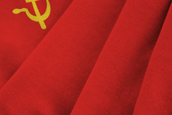 Bandera Unión Soviética Con Grandes Pliegues Ondeando Cerca Bajo Luz — Foto de Stock