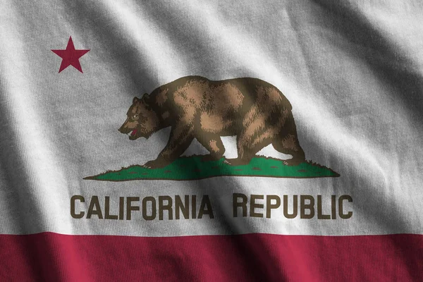 Σημαία Της Καλιφόρνια Μεγάλες Πτυχές Κυματίζει Κοντά Κάτω Από Φως — Φωτογραφία Αρχείου