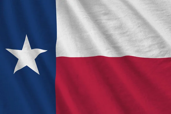 Texas Eua Bandeira Estado Com Grandes Dobras Acenando Perto Sob — Fotografia de Stock