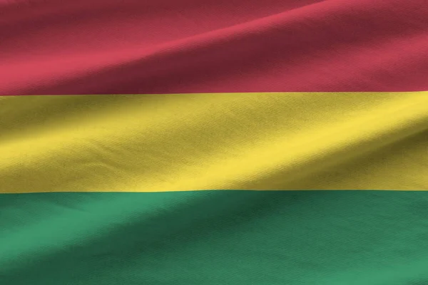 Bolivia Bandiera Con Grandi Pieghe Sventolando Vicino Sotto Luce Studio — Foto Stock