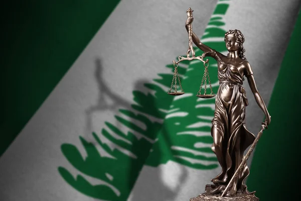 Norfolk Island Flag Statue Lady Justice Judicial Scales Dark Room — Stock Photo, Image