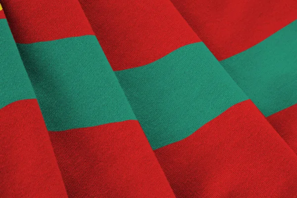 Σημαία Της Υπερδνειστερίας Μεγάλες Πτυχές Κυματίζουν Κοντά Κάτω Από Φως — Φωτογραφία Αρχείου