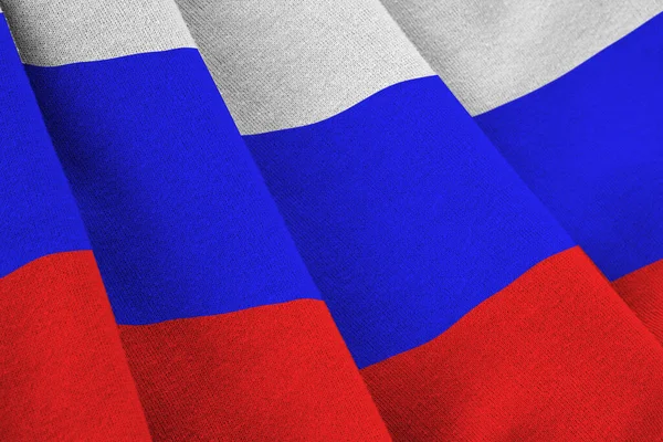 Ryssland Flagga Med Stora Veck Viftar Tätt Studion Ljus Inomhus — Stockfoto