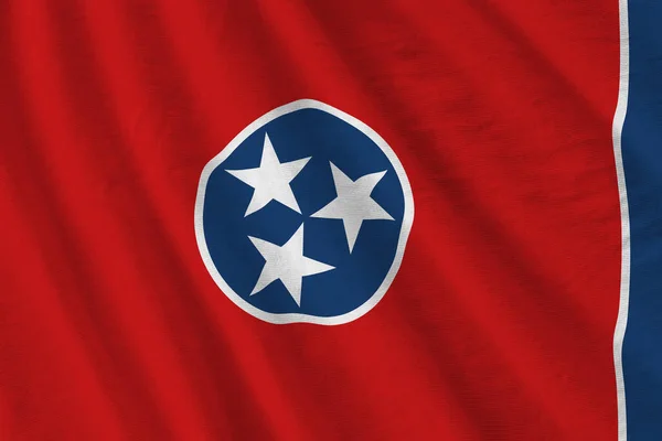 Tennessee Bandeira Estado Dos Eua Com Grandes Dobras Acenando Perto — Fotografia de Stock
