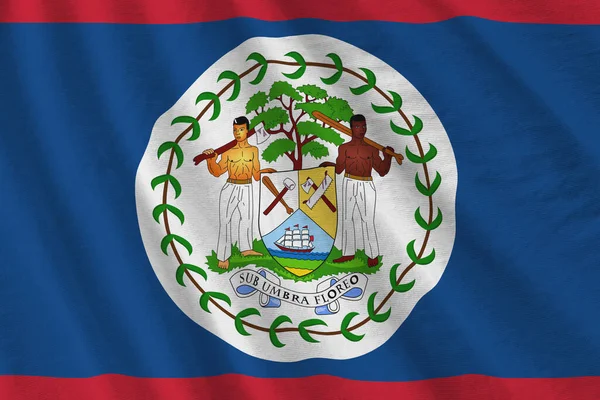 Belize Flagge Mit Großen Falten Die Aus Nächster Nähe Unter — Stockfoto