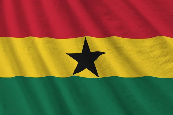 Ghana Flagge Mit Großen Falten Die Aus Nächster Nähe Unter — Stockfoto