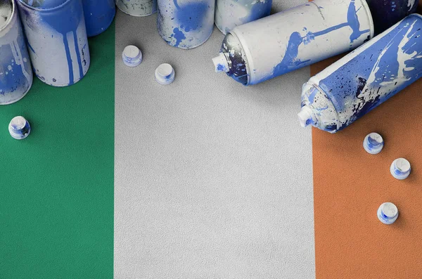 Irlanda Bandiera Pochi Utilizzati Bombolette Spray Aerosol Pittura Graffiti Street — Foto Stock