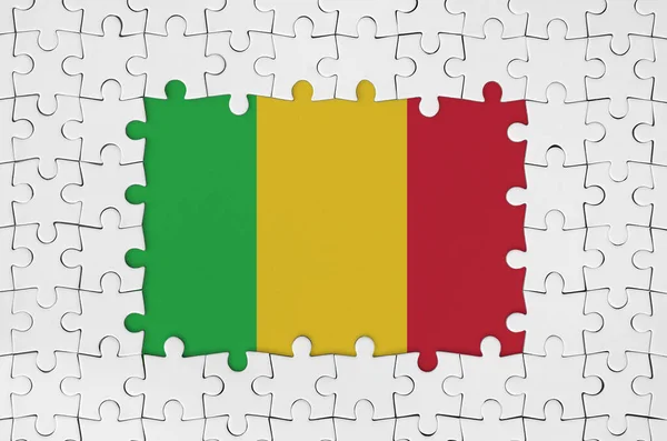Mali Zászló Keretben Fehér Puzzle Darab Hiányzó Központi Alkatrészek — Stock Fotó