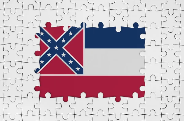 Mississippi Nova Bandeira Estado Dos Eua Quadro Peças Quebra Cabeça — Fotografia de Stock