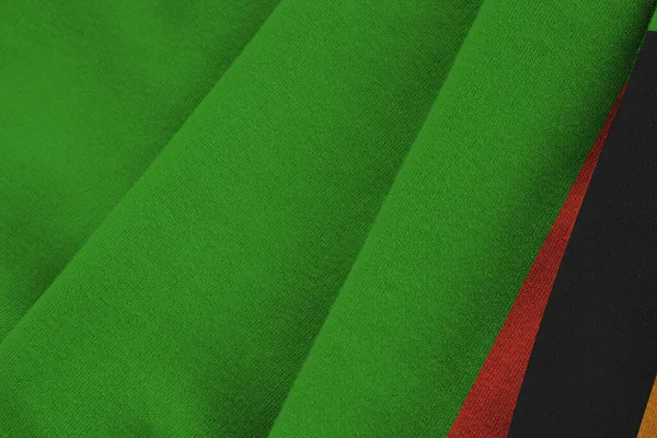 Bandiera Zambia Con Grandi Pieghe Sventolando Vicino Sotto Luce Dello — Foto Stock