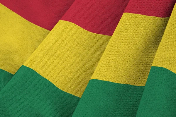 Σημαία Βολιβίας Μεγάλες Πτυχές Κυματίζει Κοντά Κάτω Από Φως Στούντιο — Φωτογραφία Αρχείου