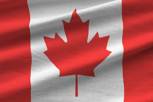 Kanada Flagge Mit Großen Falten Die Großaufnahme Unter Dem Studiolicht — Stockfoto