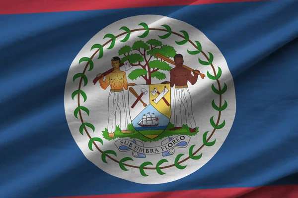 Belize Flagge Mit Großen Falten Die Aus Nächster Nähe Unter — Stockfoto