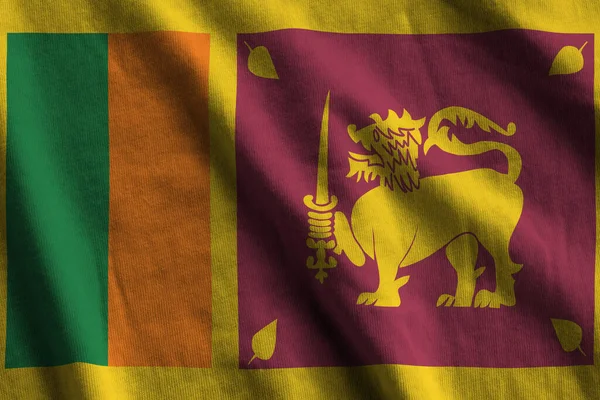 Sri Lanka Vlag Met Grote Plooien Zwaaien Close Onder Studio — Stockfoto