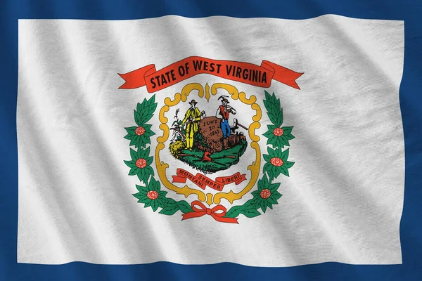 Bandera Del Estado Virginia Occidental Con Grandes Pliegues Ondeando Cerca —  Fotos de Stock