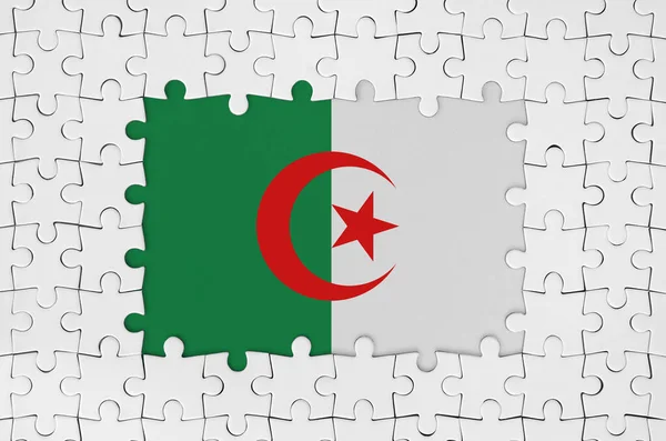 Прапор Алжиру Рамках Білих Головоломок Відсутніми Центральними Частинами — стокове фото
