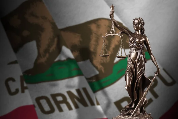 Drapeau État Californie Avec Statue Dame Justice Balance Judiciaire Dans — Photo