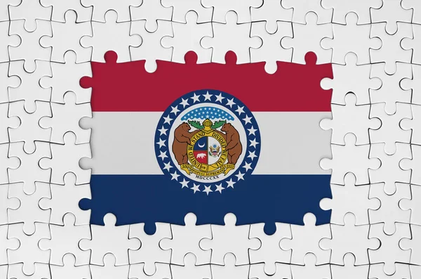 Bandeira Estado Dos Eua Missouri Quadro Peças Quebra Cabeça Branco — Fotografia de Stock