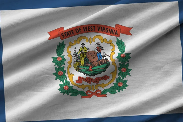 Bandera Del Estado Virginia Occidental Con Grandes Pliegues Ondeando Cerca —  Fotos de Stock
