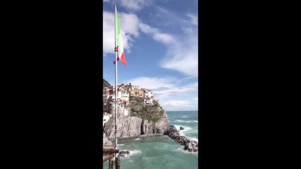 Litoral Cinque Terre Com Suas Aldeias Natureza Itália Durante Dia — Vídeo de Stock