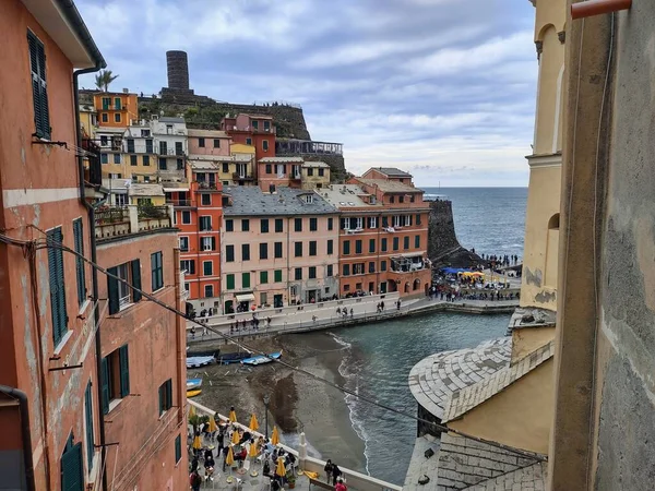 Seacoast Cinque Terre Його Селами Природою Італії Похмурий День Весни — стокове фото