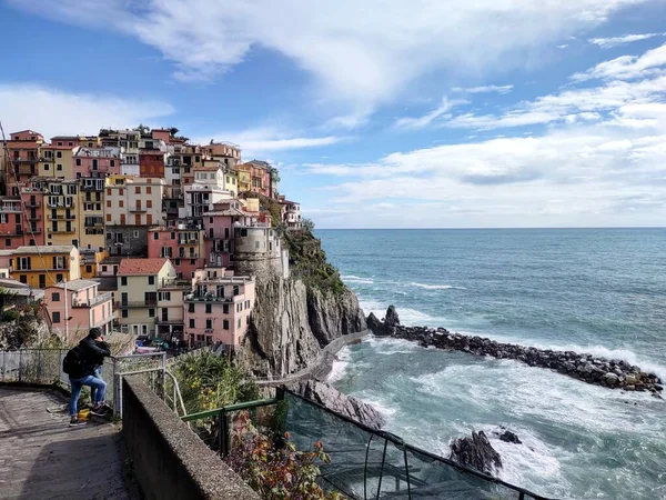 Litoral Cinque Terre Com Suas Aldeias Natureza Itália Durante Dia — Fotografia de Stock