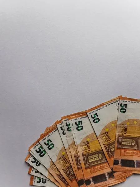 Avrupa Kağıt Banknotları Beyaz Arka Planda — Stok fotoğraf