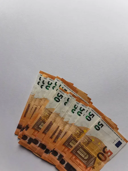 Avrupa Kağıt Banknotları Beyaz Arka Planda — Stok fotoğraf