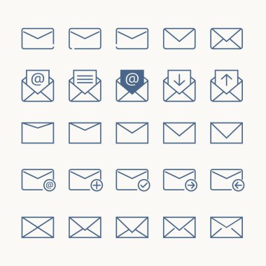 Web sitesi ve uygulama simgesi tasarımı için uygun çekici vintage mavi renk e- posta simgesini ayarla