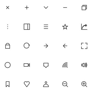 Uygulama veya web simgesi için uygun ana hatlarda kullanıcı arayüzü simgesi seti