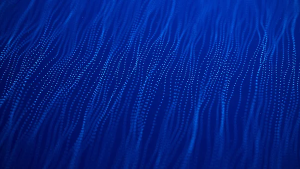 Noktaları birleştiren soyut dalga. Ağ bağlantısı yapısı. Teknoloji geçmişi. 3B görüntüleme.