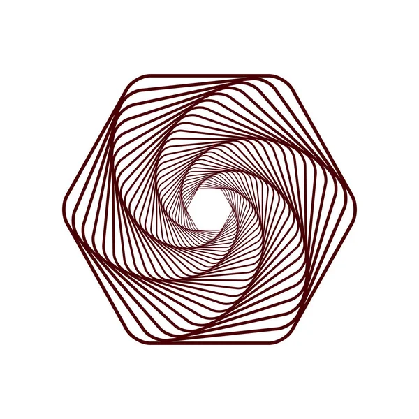 Çarpık soyut kablo çizimi tüneli. Tasarım için beyaz arka planda izole bir element. Vektör sarmalı. Kablo çerçeve altıgen şeklinde. Fraktal geometri.
