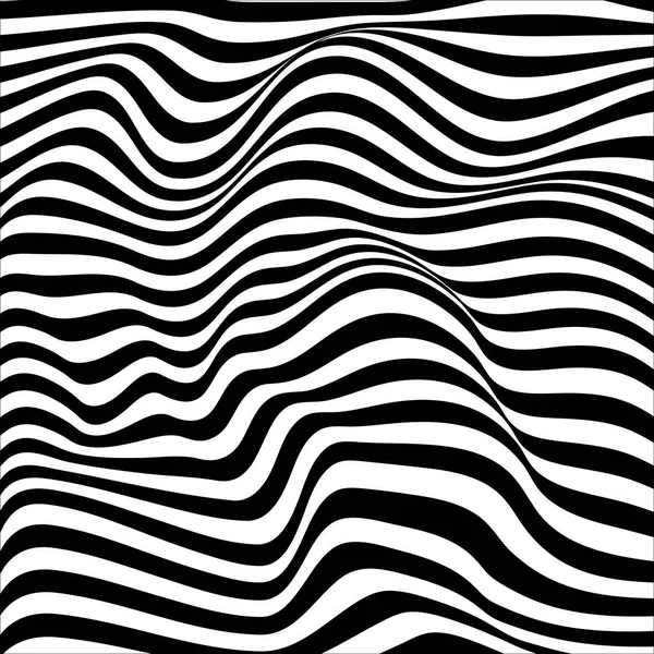Ayrılmış çizgiler bir hareket yanılsamasıdır. Siyah ve beyaz şekilli dalgalı çizgiler. Vektör optik yanılsama.