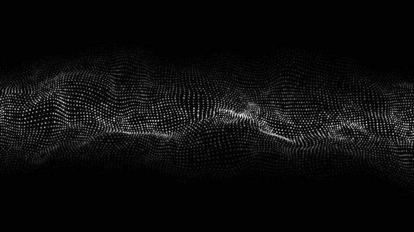 Büyük miktarda veri 3D. Fütürist nokta dalgalı soyut siyah arkaplan. Vektör illüstrasyonu .