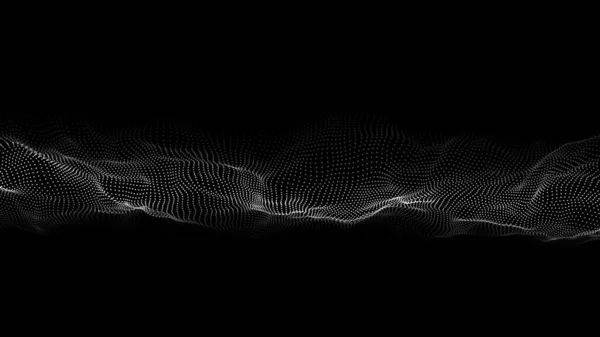 Büyük miktarda veri 3D. Fütürist nokta dalgalı soyut siyah arkaplan. Vektör illüstrasyonu .