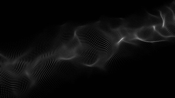 Büyük miktarda veri 3D. Fütürist nokta dalgalı soyut siyah arkaplan. Vektör illüstrasyonu .