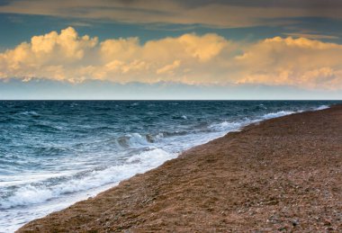 Sunset Issyk-Kul Kırgızistan, seçici odak